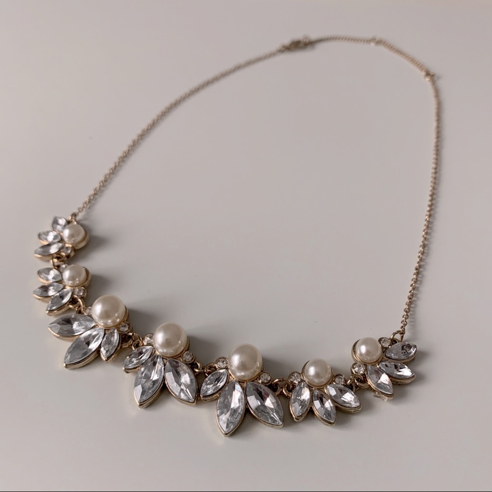 Pearl Crystal Petal Gemstone Princess Necklace Chic Elegant Jewelry Accessories